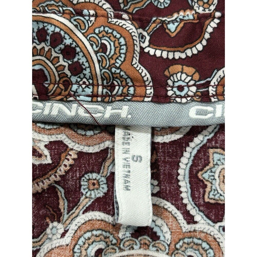 Cinch Pearl Snap Women’s Long Sleeve Western Rodeo Shirt Maroon Paisley Print S - Picture 6 of 7